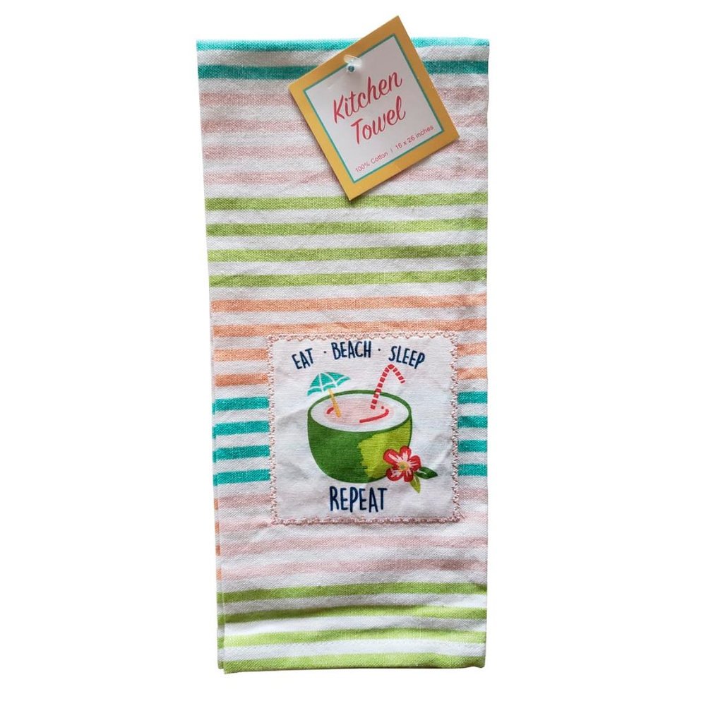 🏠 🍒 Kane Home Eat Beach Sleep Repeat Kitchen Dishtowel